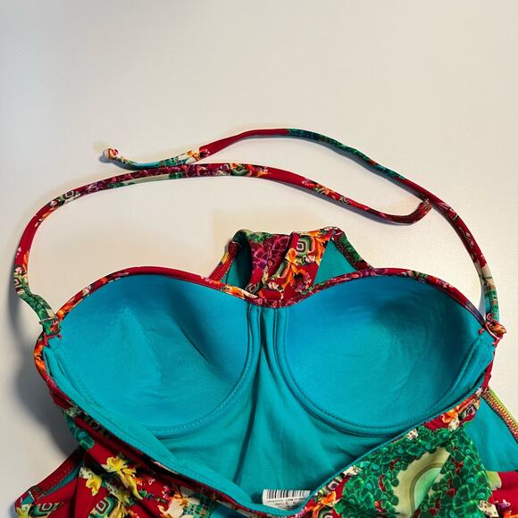 Desigual One Piece Swimsuit Size M Tropical Removable Straps Flowers Birds - Picture 11 of 12